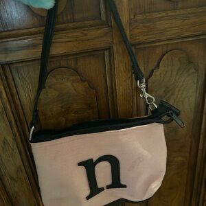Nylon Pink Shoulder Bag with Black Strap